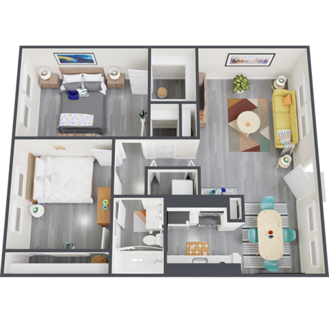 an overhead view of our 1 bedroom apartment at princeton court apartments in dallas